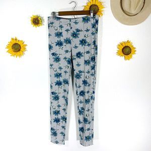 nanette lepore Floral Plaid Stretchy Dress Pants Size Medium Womens